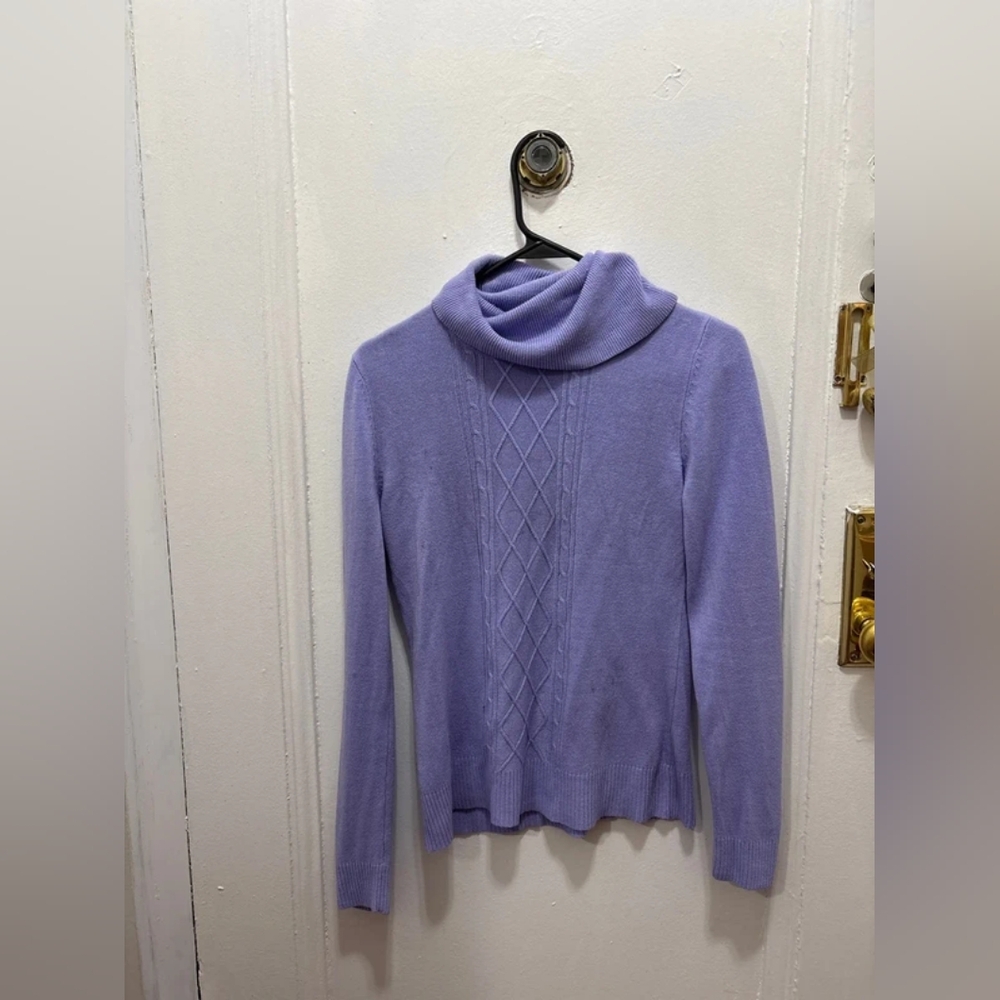 Lavender Cable Knit Turtleneck Sweater